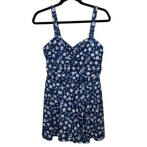 NWT BLOOMCHIC Sz 12 Blue White Swimdress - Floral Flowy Adjustable Straps
